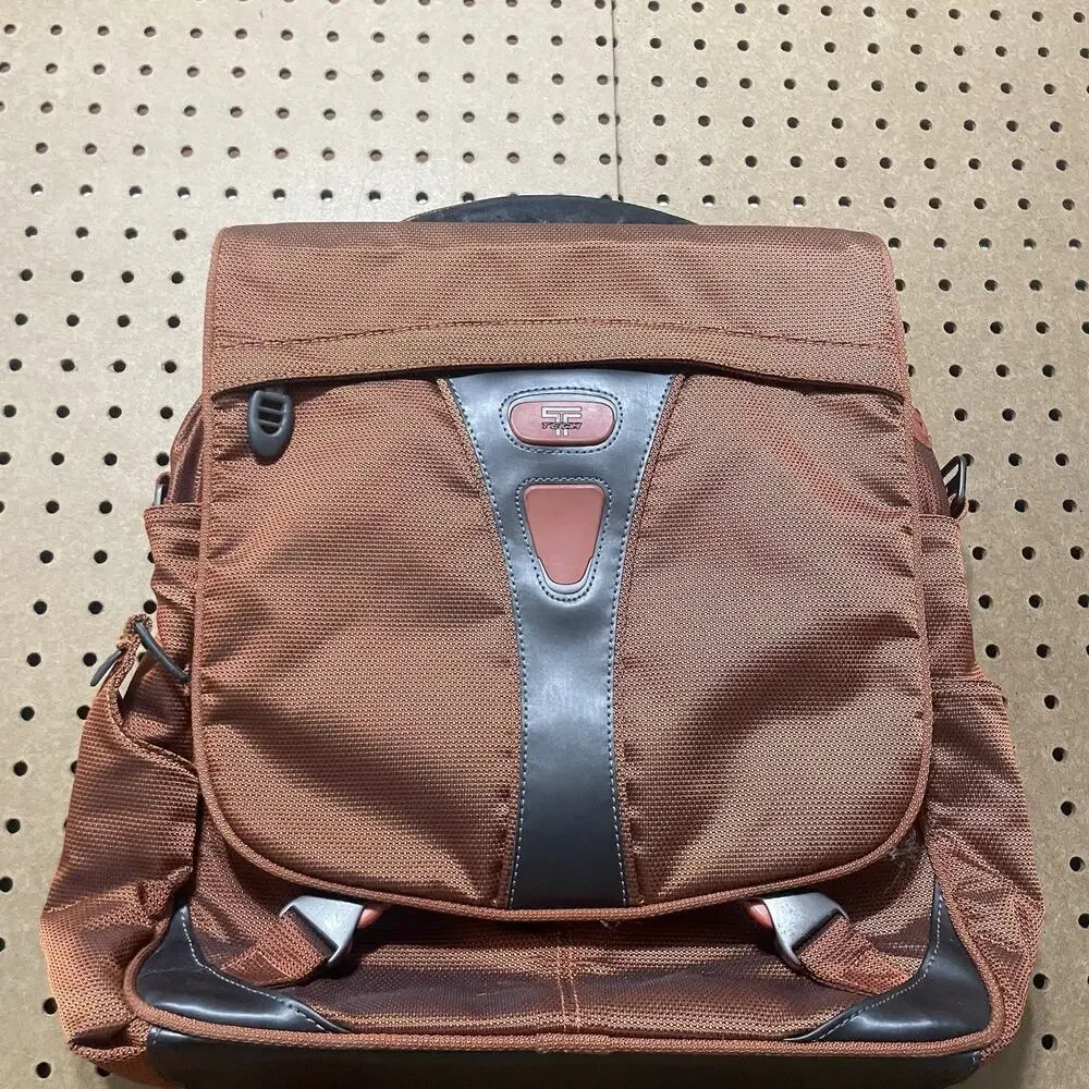 Tumi T-Tech Ballistic Nylon Backpack Convertible Messenger Laptop Orange 5589FLM